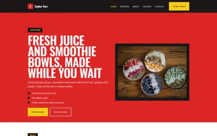 Website for juice bar