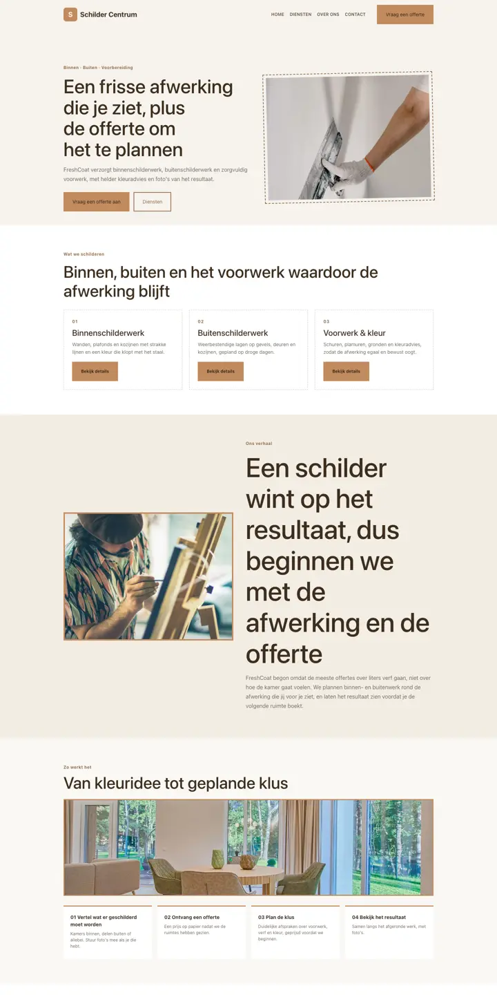 Example of a website for a painter and decorator