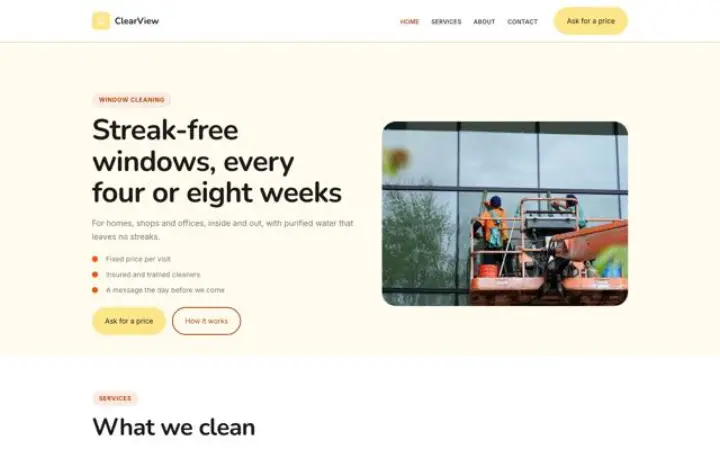 Website for window cleaner