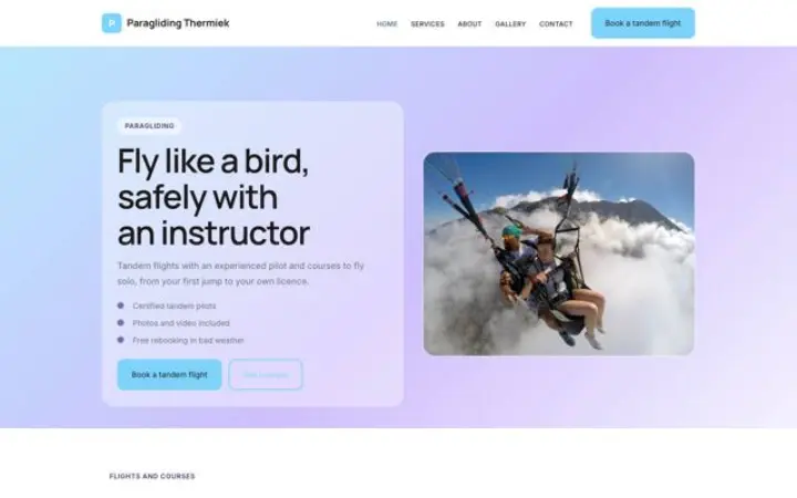 Website for paragliding school