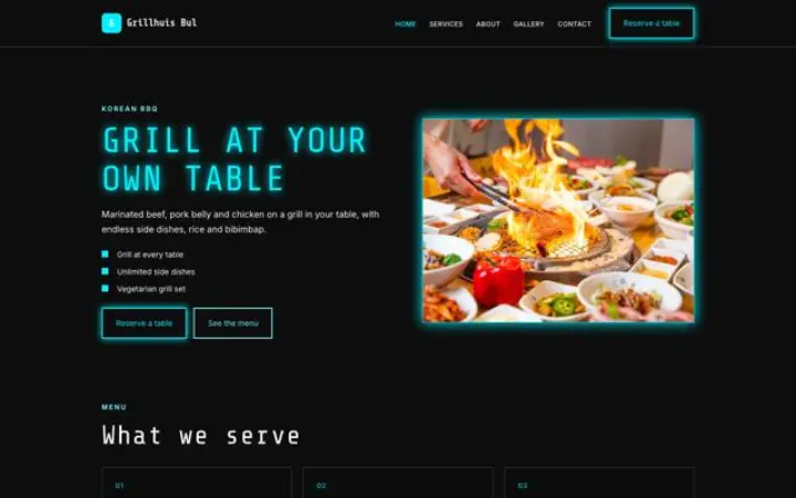 Website for korean bbq