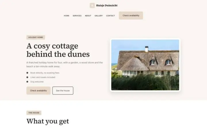 Website for holiday home
