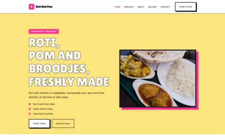Website for surinamese takeaway