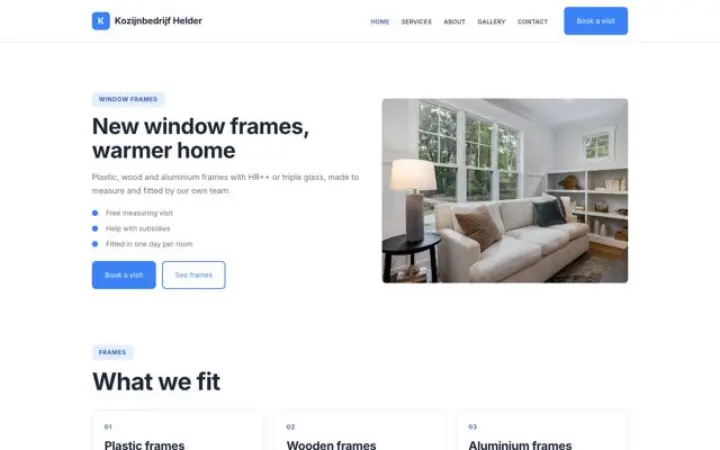 Website for window frame installer