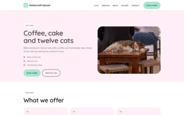 Website for cat café