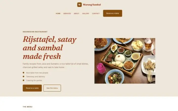 Website for indonesian restaurant
