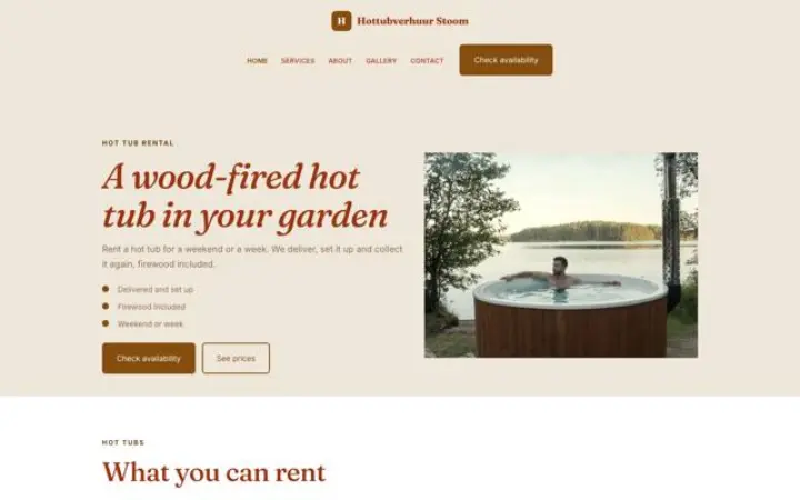 Website for hot tub rental